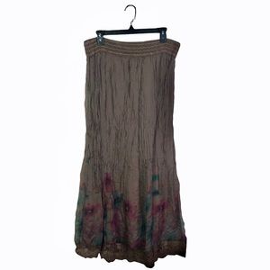 Vtg 90’s Maxi Silk Skirt Stretch Waist Floral XS